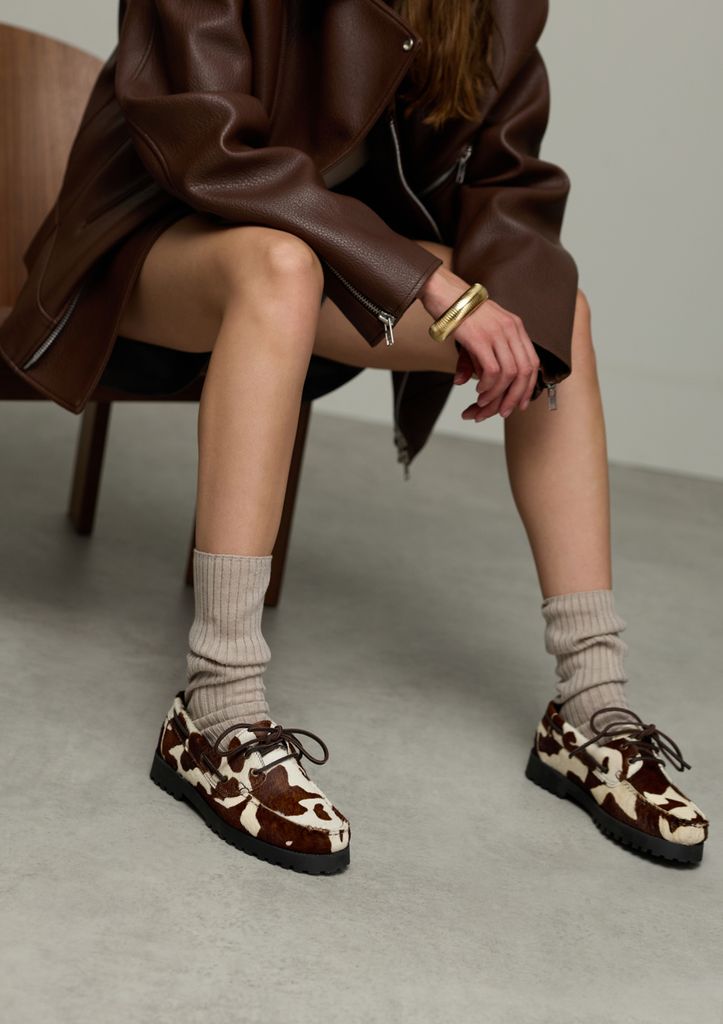 Sacha Bruine Cow Print Veterschoenen