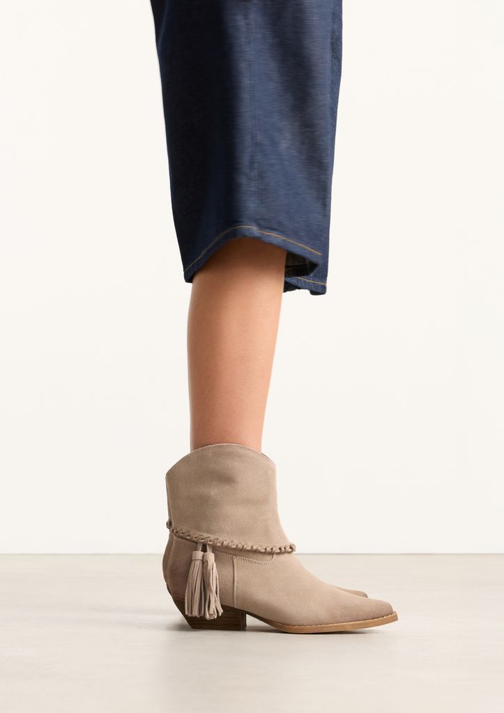 Sacha Beige Leren Western Laarsjes