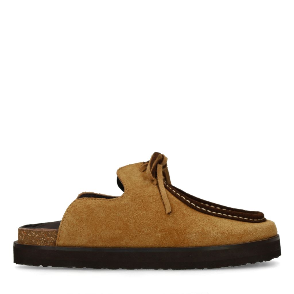 Sacha Beige Suède Clogs Met Bruine Upper