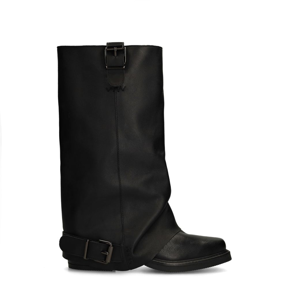 Sacha Zwarte Leren Biker Boots Met Flap