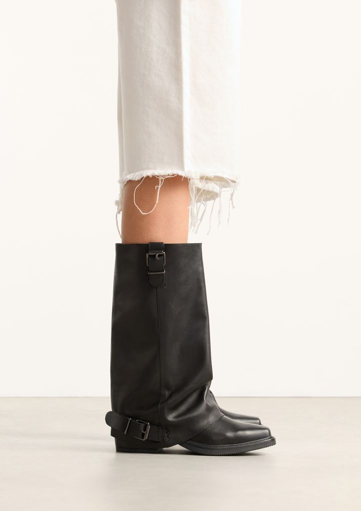 Sacha Zwarte Leren Biker Boots Met Flap