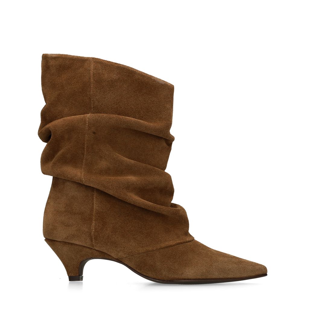 Sacha Bruine Suède Slouchy Enkellaarsjes Met Hak