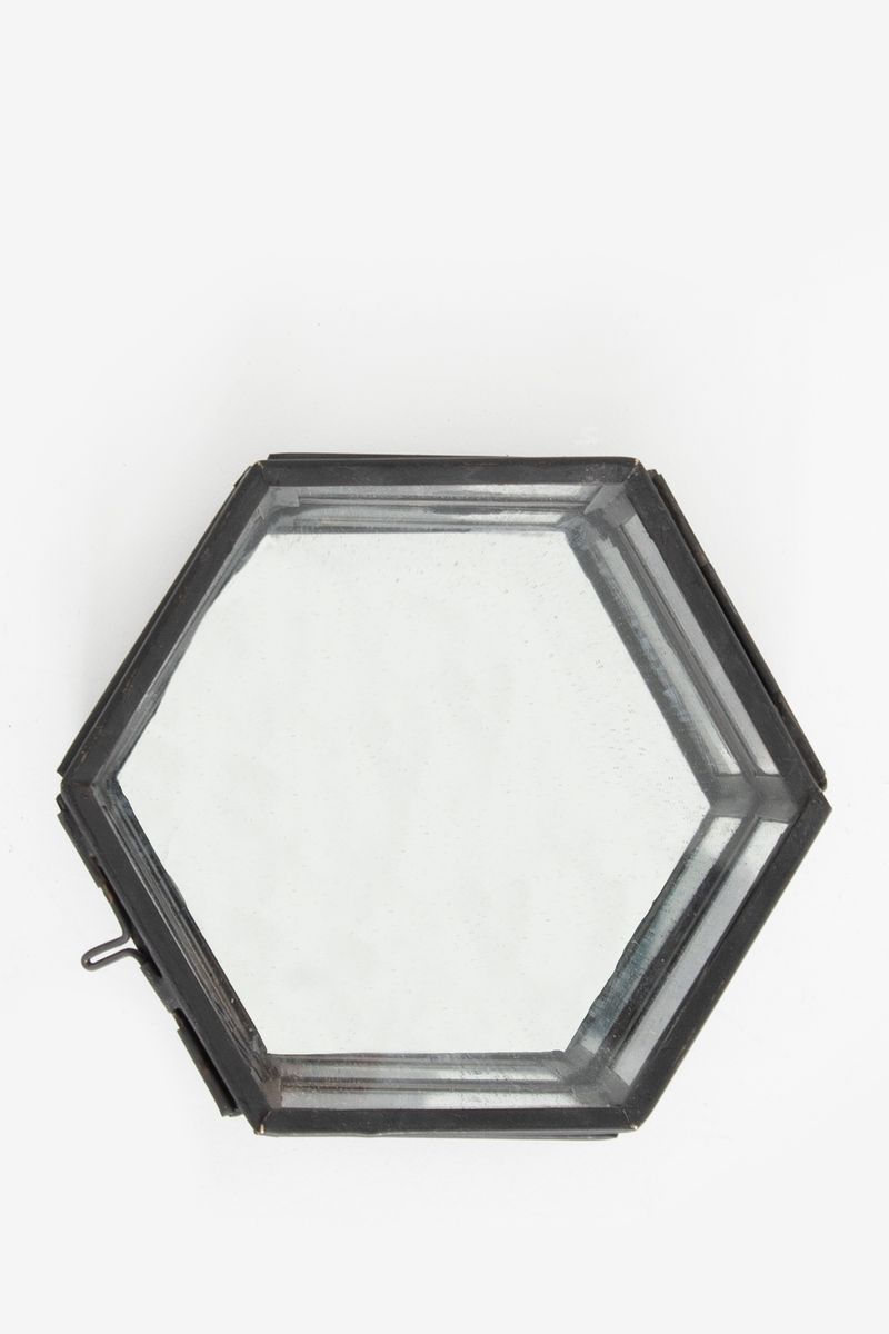 Zwart glazen box hexagon klein