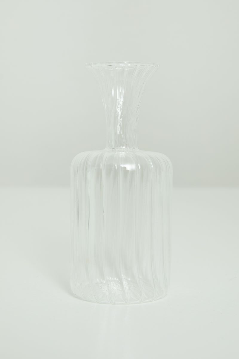 Glazen vaasje boro rib (6,5x14 cm)