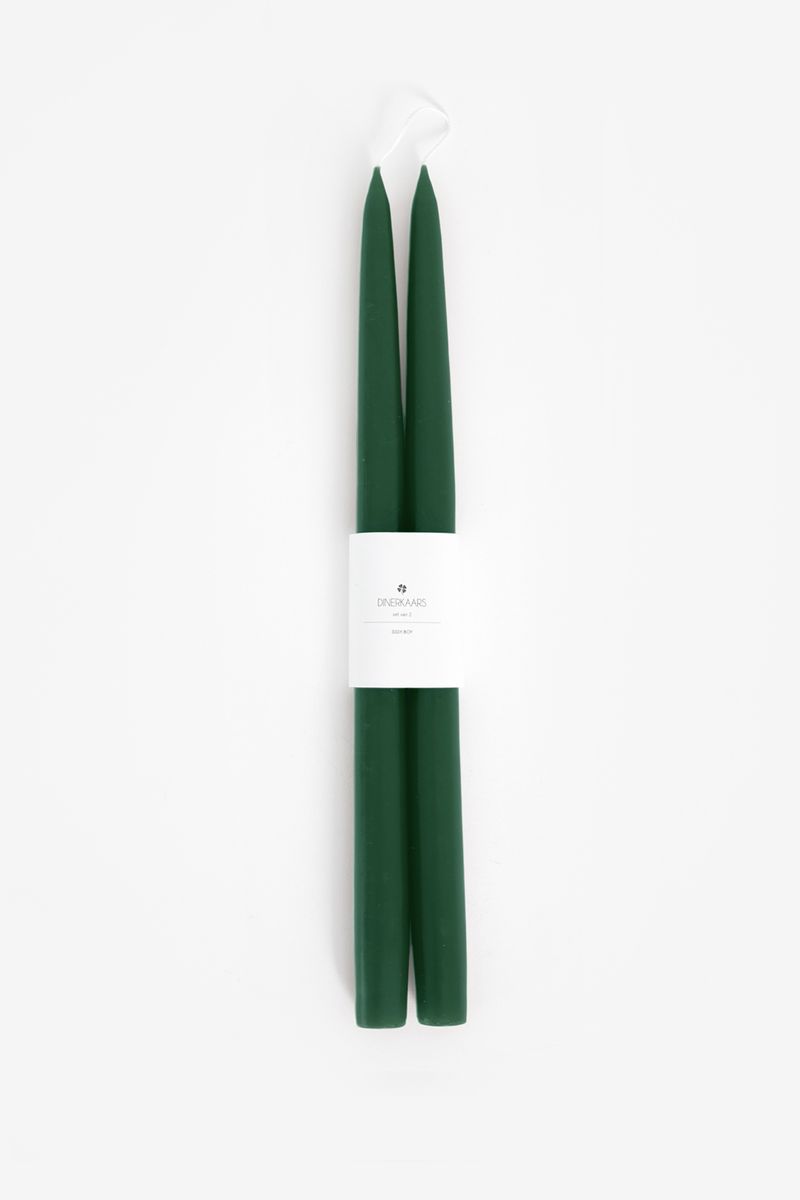 Set van 2 groene dinerkaarsen 25 cm