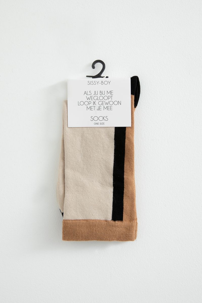 Bruine colorblock sokken
