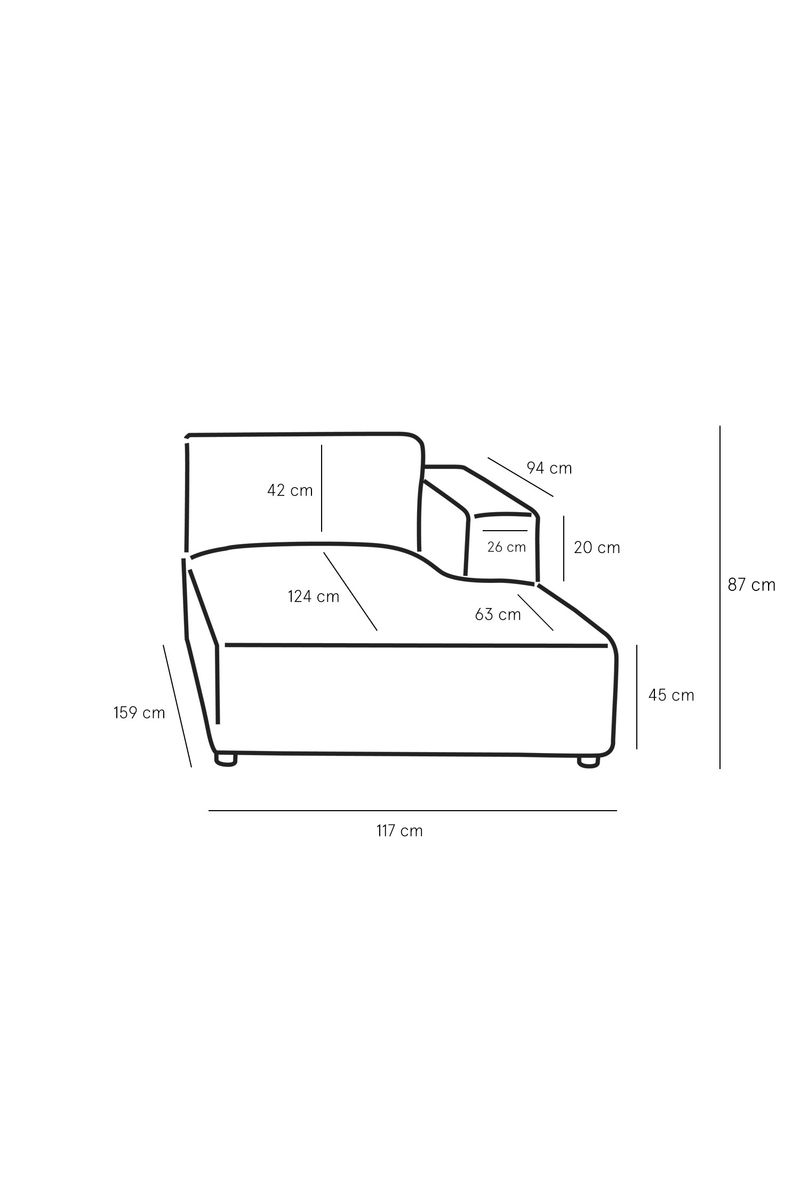 Earl velvet chaise longue rechts pink