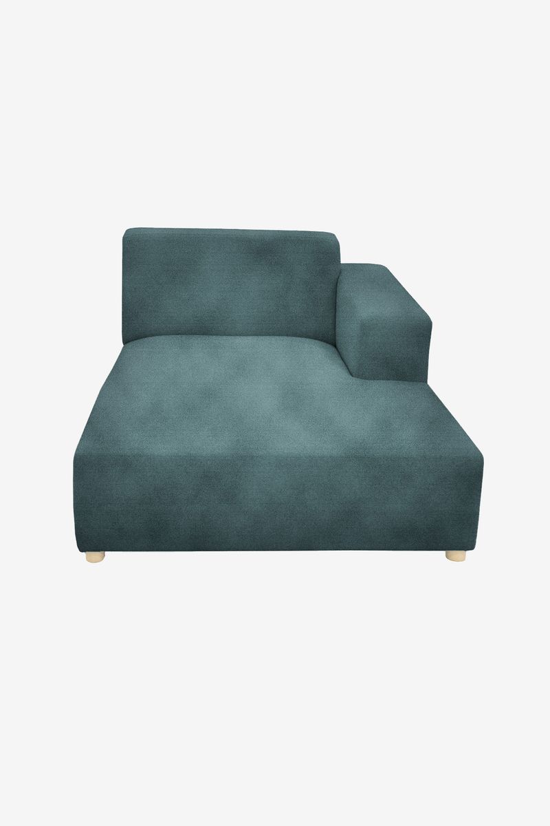 Earl velvet chaise longue rechts grijs blauw