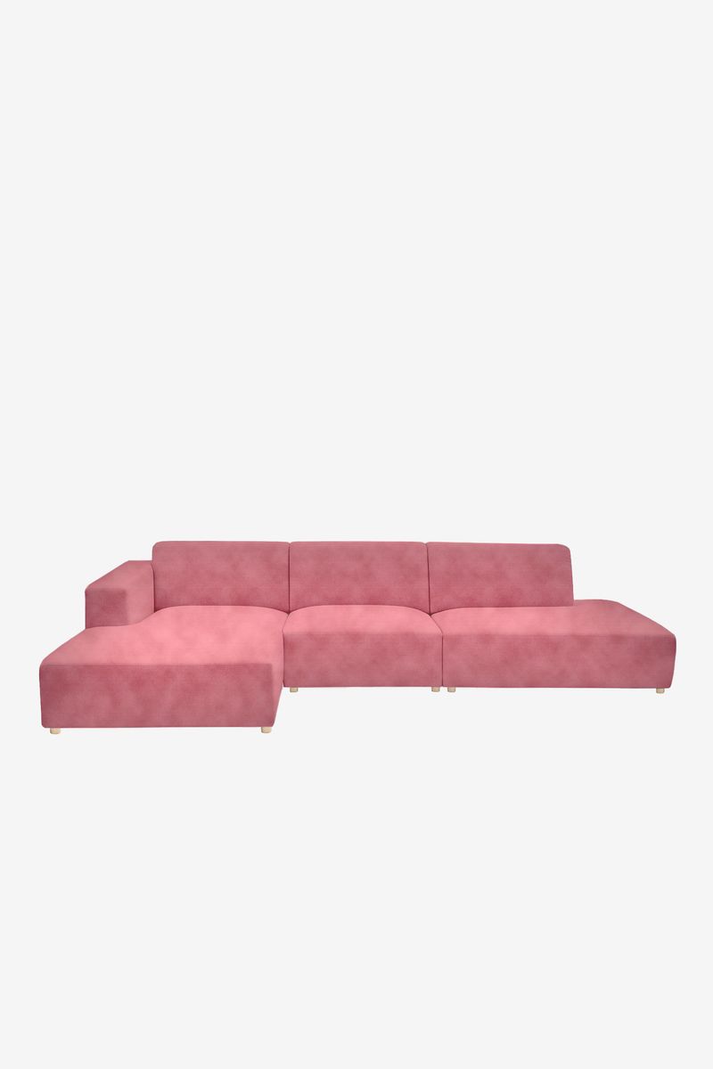 Earl velvet 4-zits bank chaise longue links otto longue rechts pink
