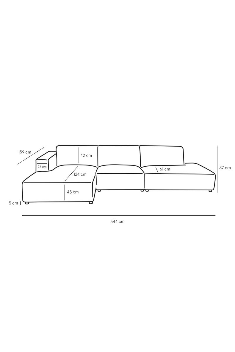 Earl velvet 4-zits bank chaise longue links otto longue rechts gold honey