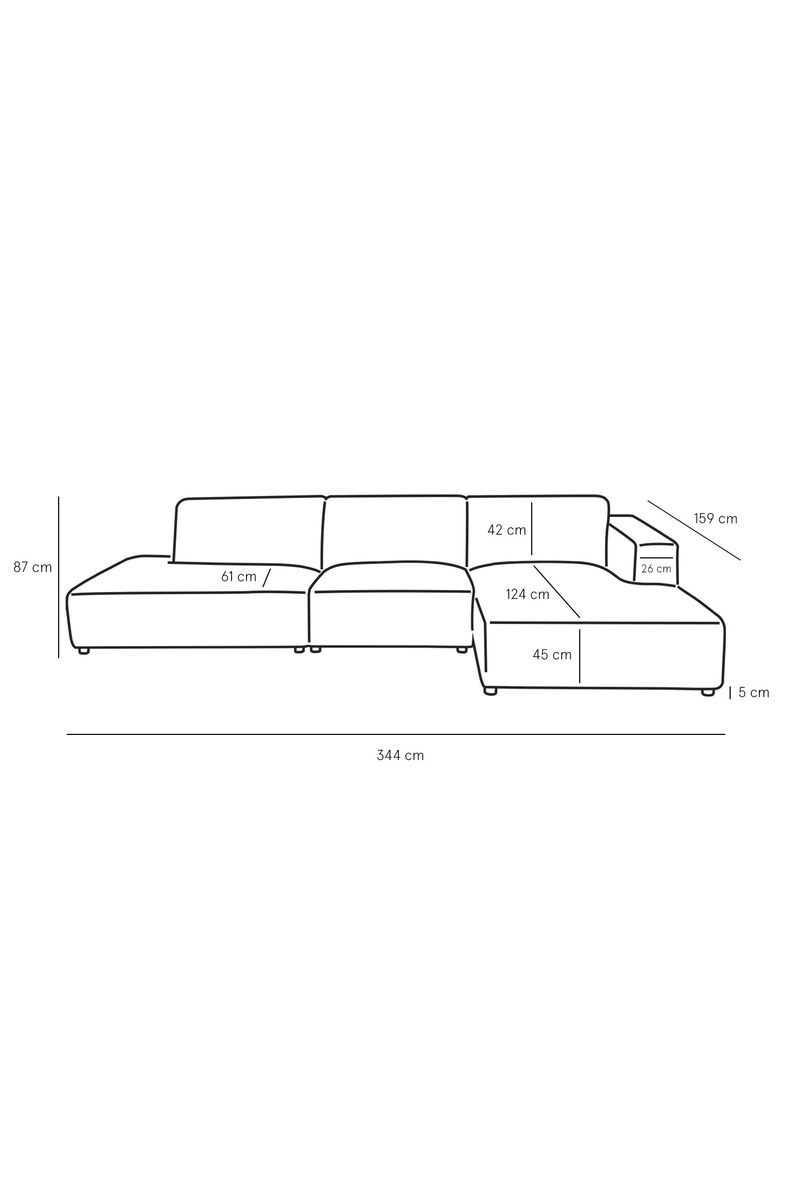 Earl velvet 4-zits bank chaise longue rechts otto longue links oker