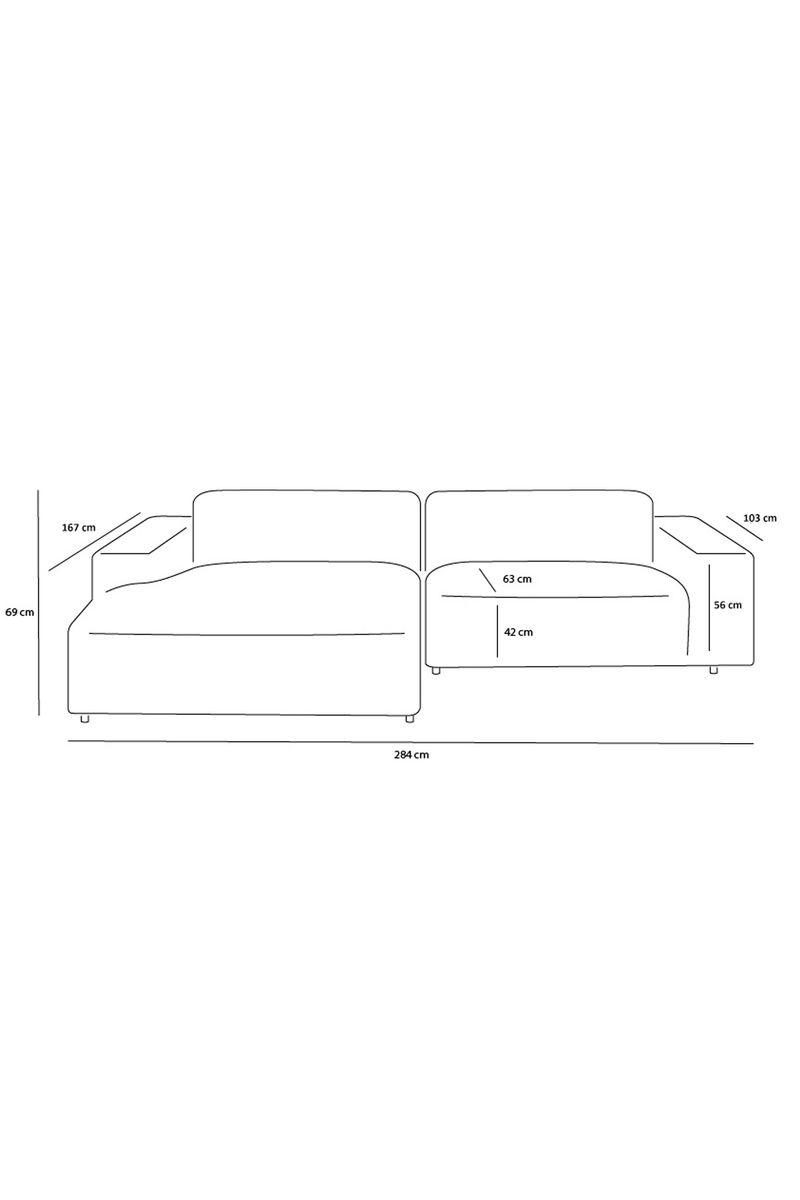 King 3-zits Bank Chaise Longue Links Ecru