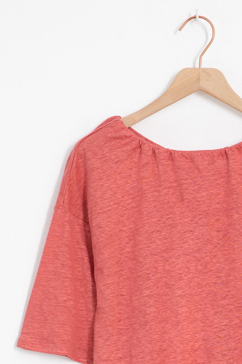 Sissy-Boy - Roze linnen t-shirt met strik