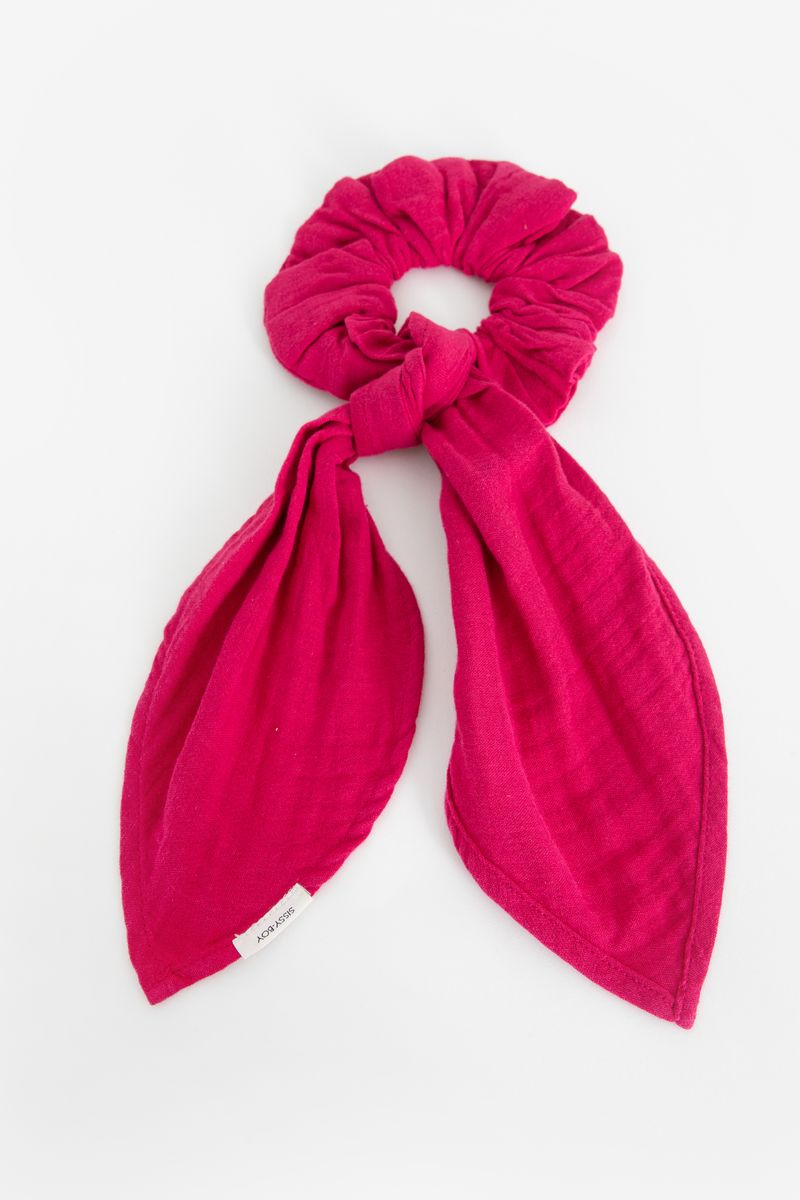 Roze scrunchie met sjaaltje