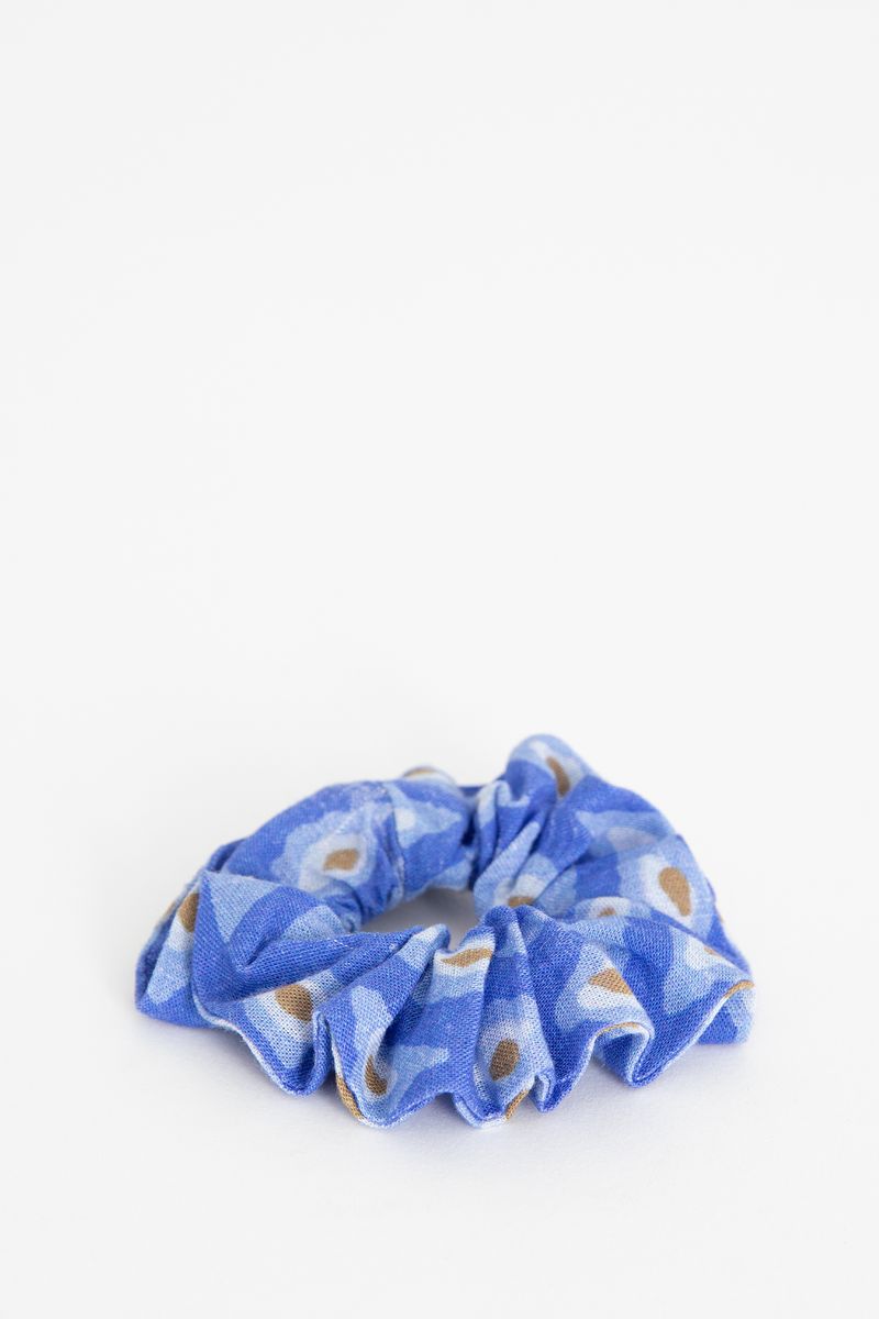 Blauwe scrunchie met print