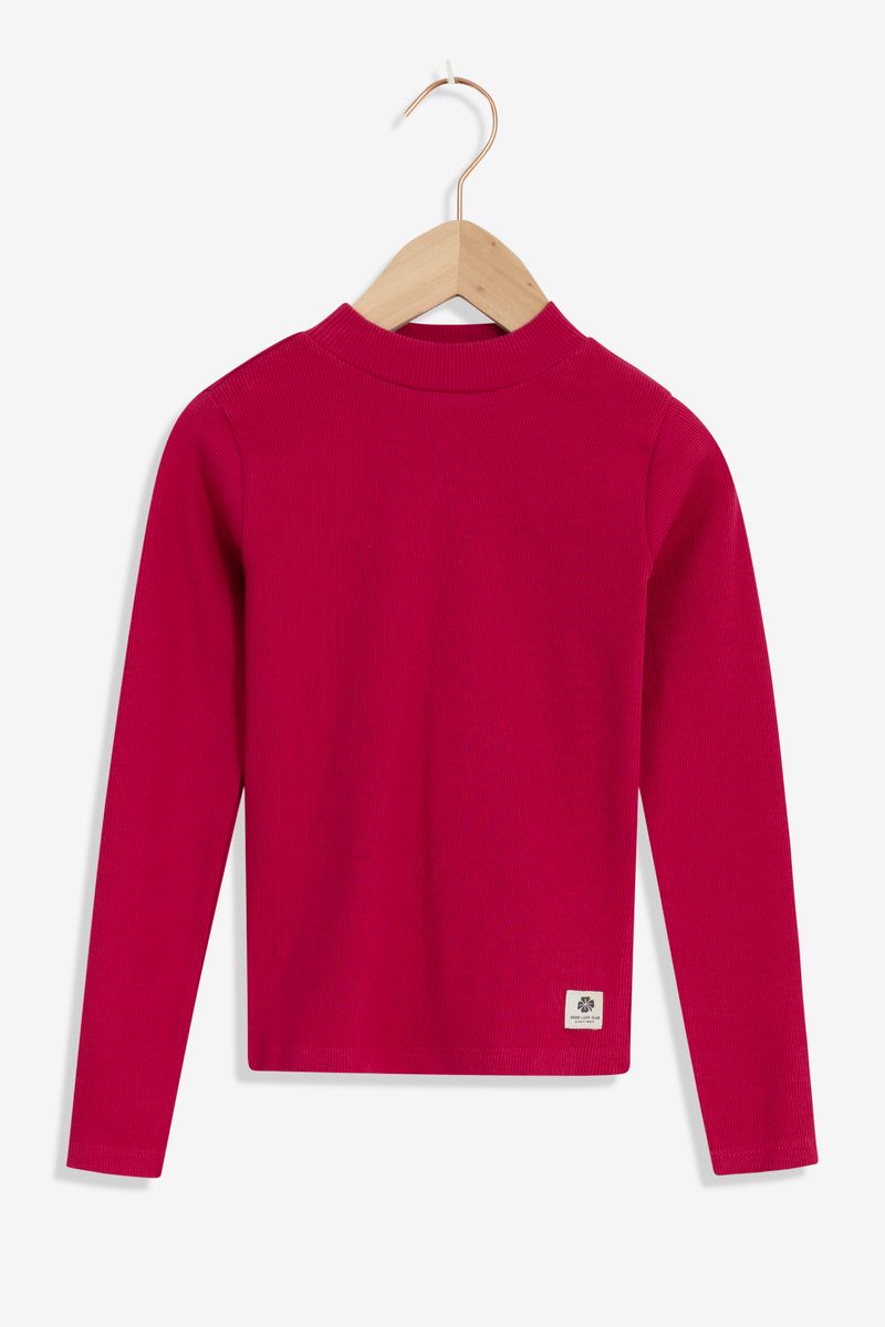 Donkerroze rib T-shirt