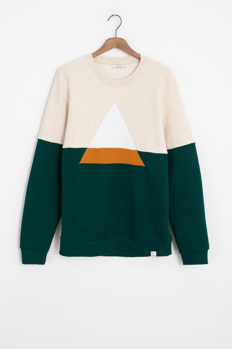 Sissy-Boy - Beige katoenen colorblock sweater