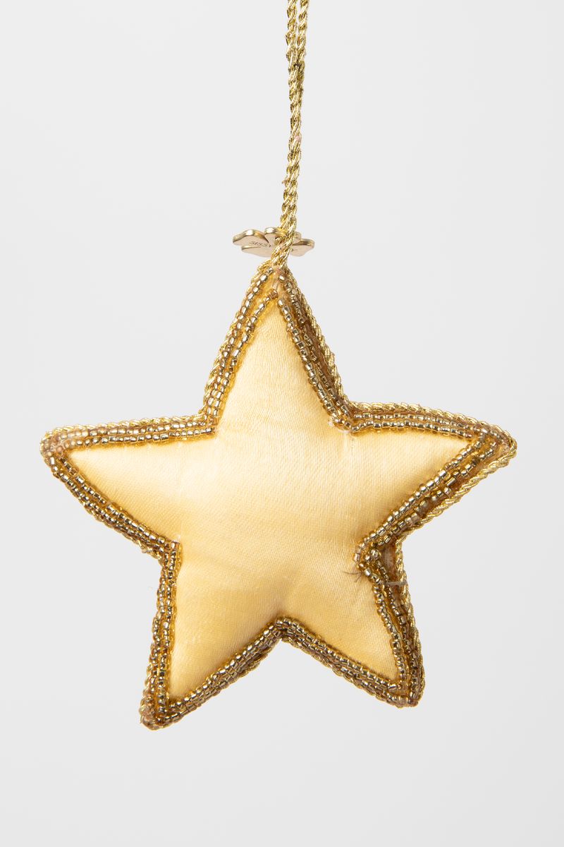 Kerst ornament gouden ster met kralen