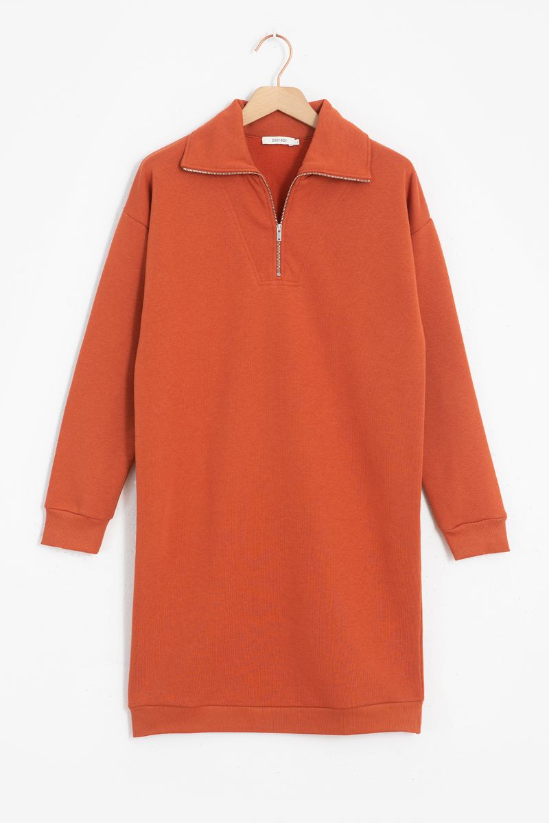 Sissy-Boy - Oranje sweater jurk met rits