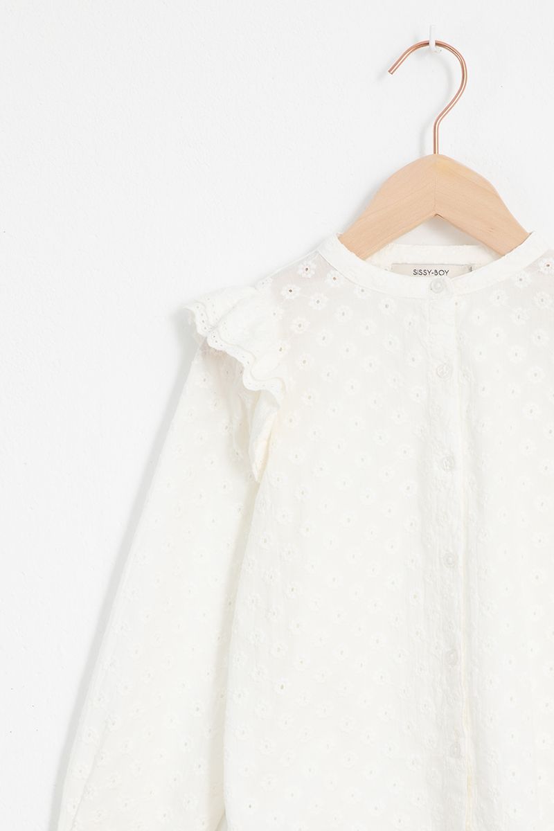 Witte katoenen blouse met borduursel