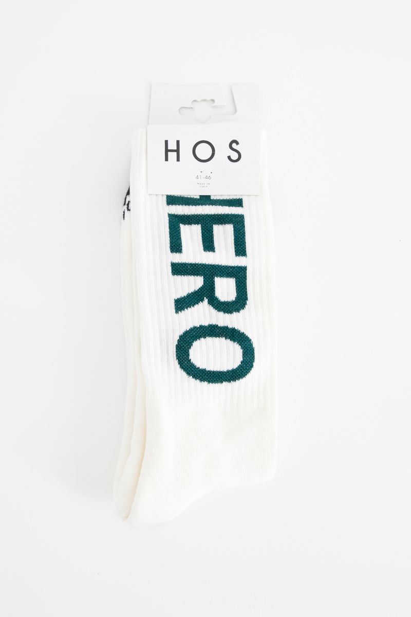 Heroes on Socks witte sokken met groene print