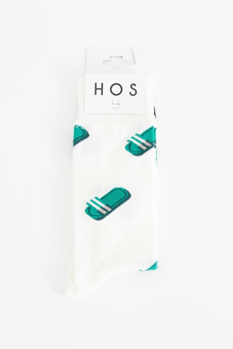 Heroes on socks witte sokken met slippers print