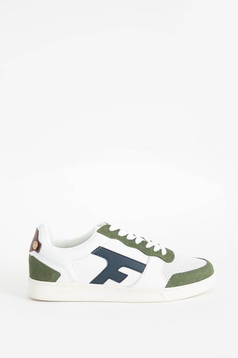 Faguo Witte Sneakers Met Groen Detail