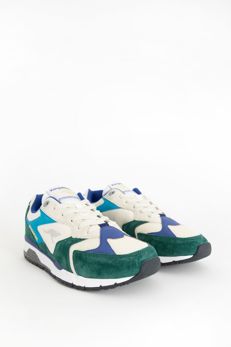 Kangaroos groene sneakers met blauw detail