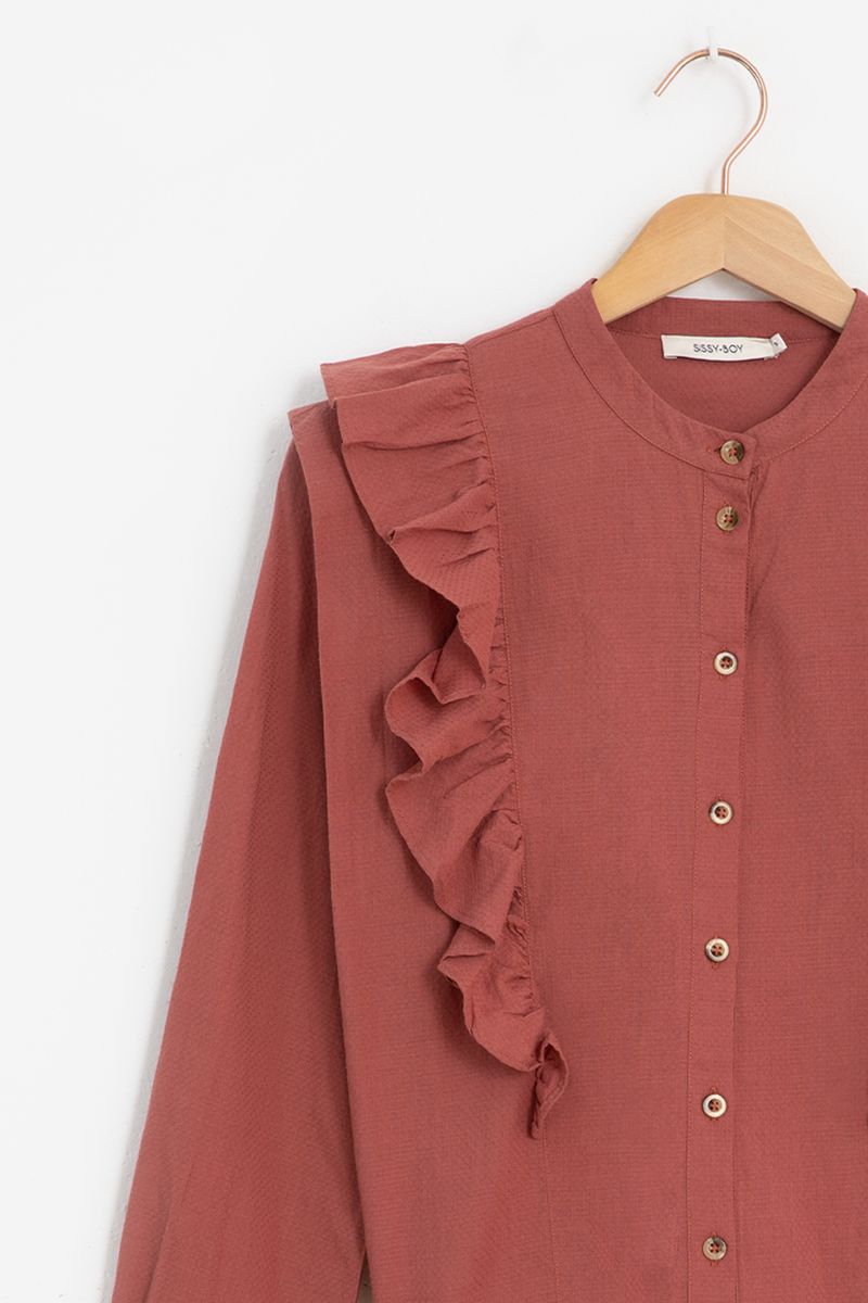 Sissy-Boy - Donkerrode blouse met ruffles