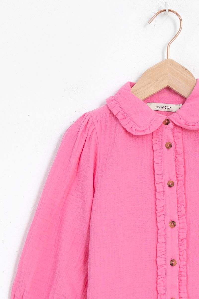 Sissy-Boy - Roze katoenen blouse met ruffels