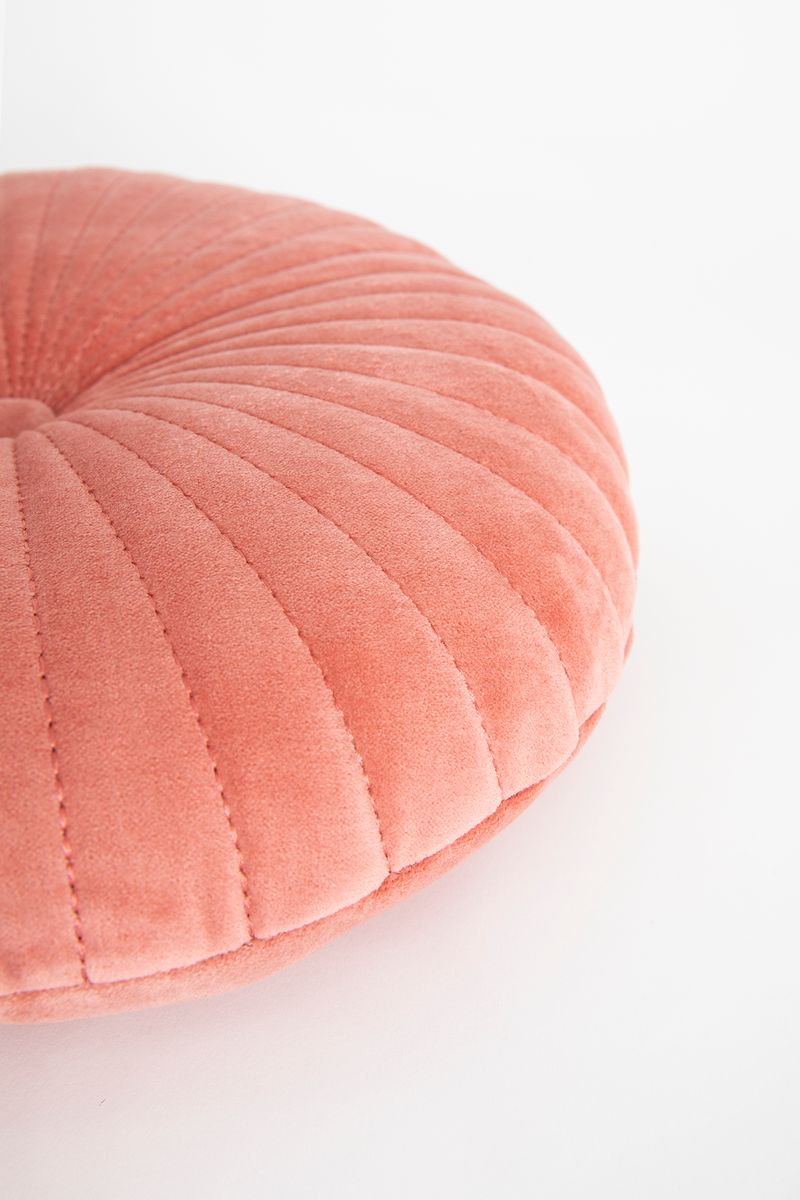 Roze rond velvet kussen