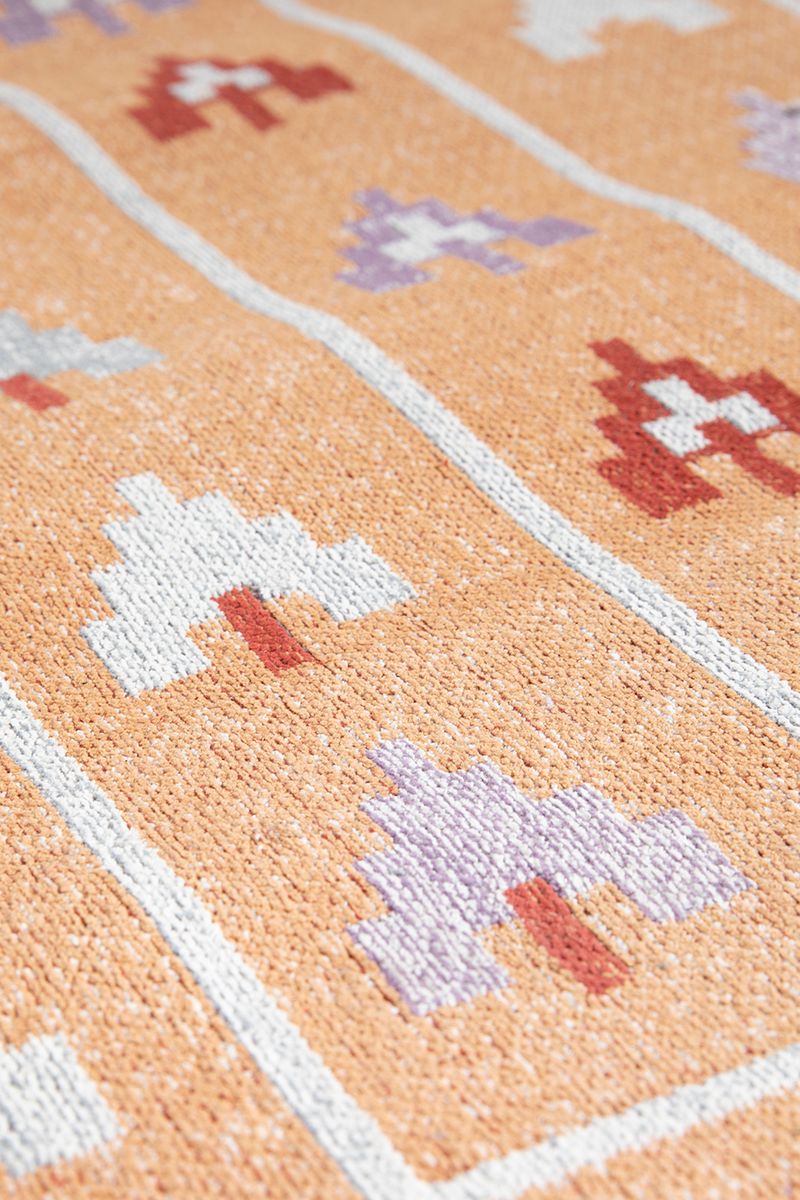 Oranje vloerkleed met geometrische print