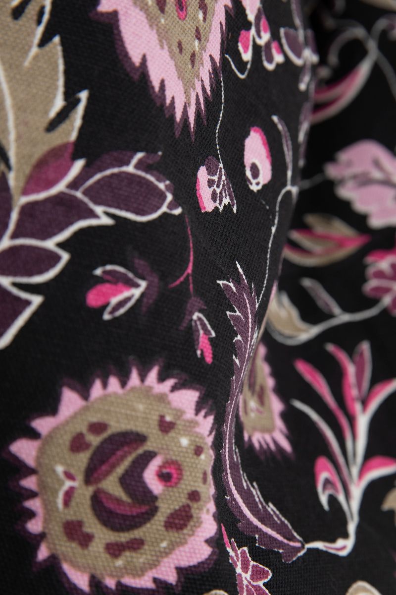Sissy-Boy - Zwarte schoudertas met paarse bloemenprint
