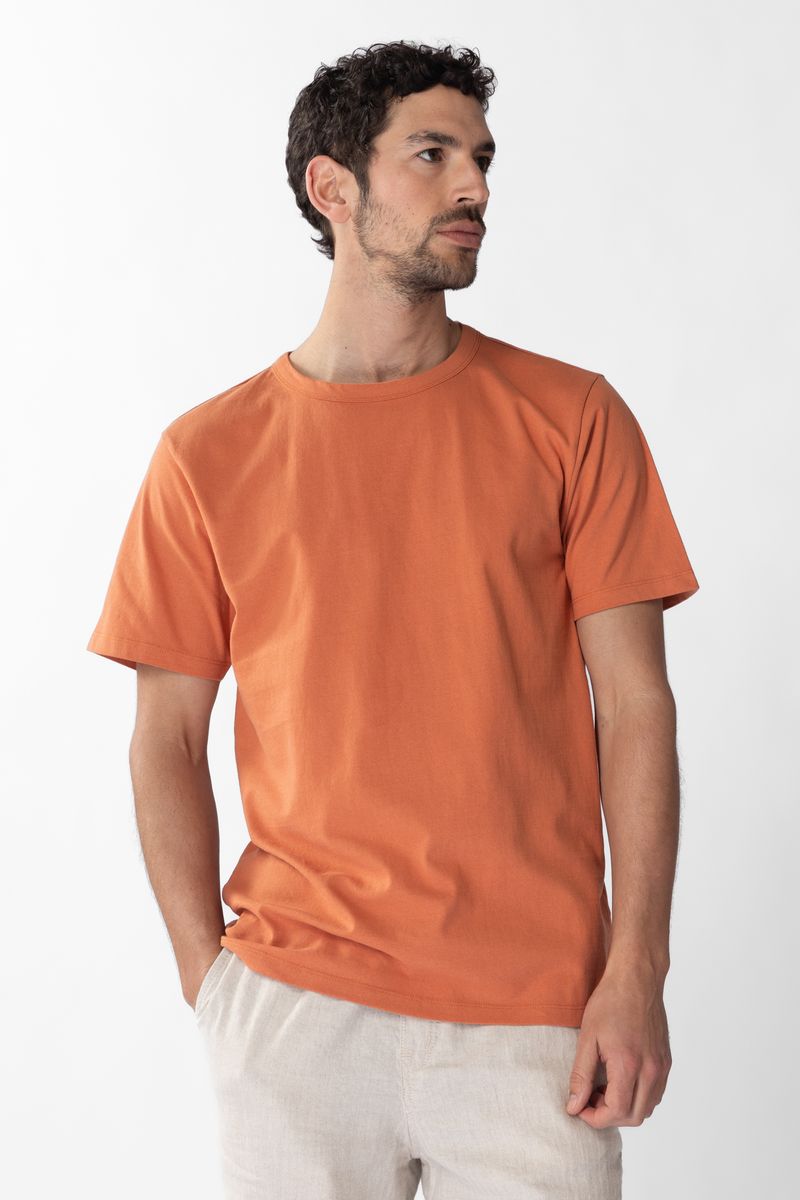 Oranje katoenen basic T-shirt