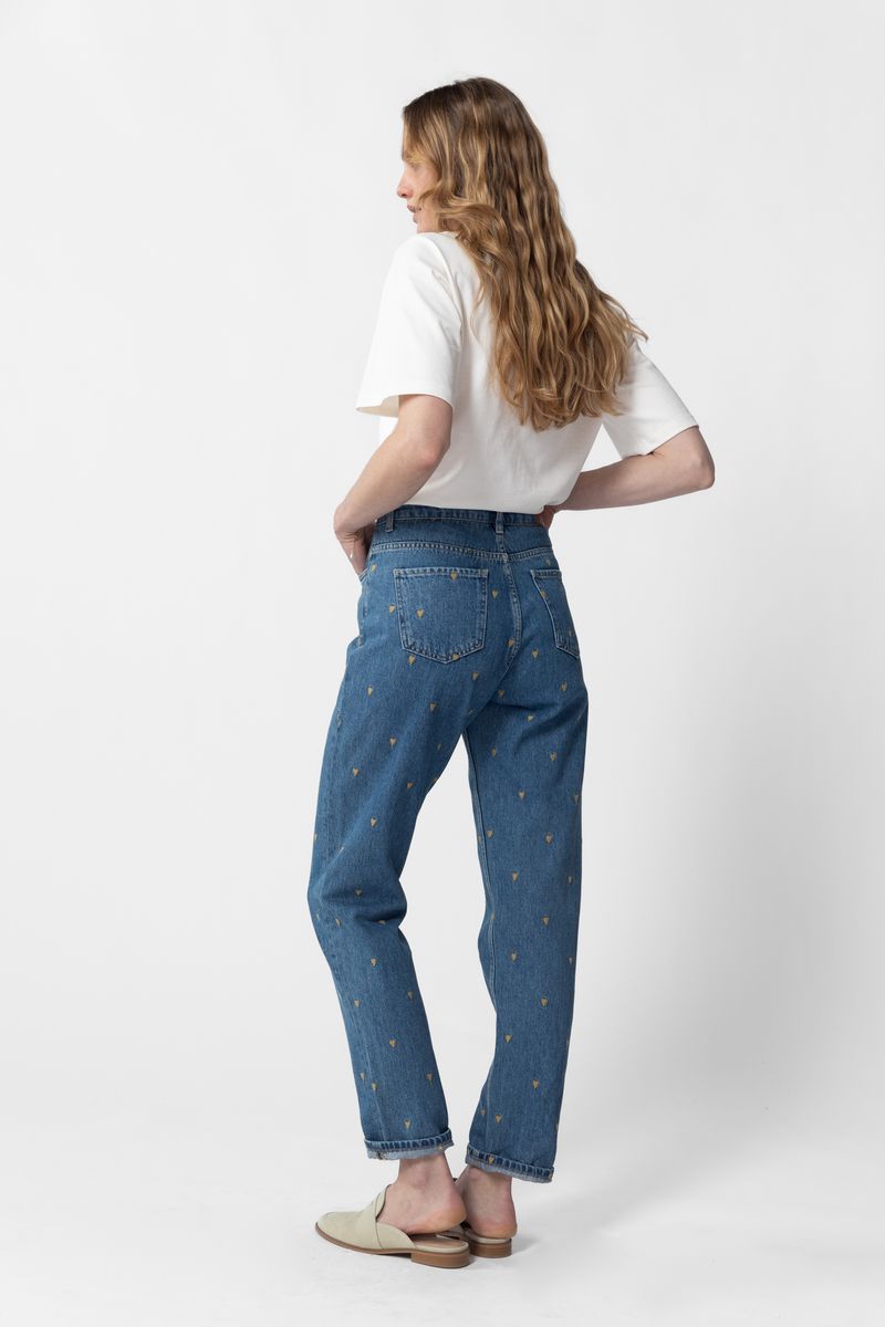 Sissy-Boy - Bronx mid waist girlfriend jeans met hartjes
