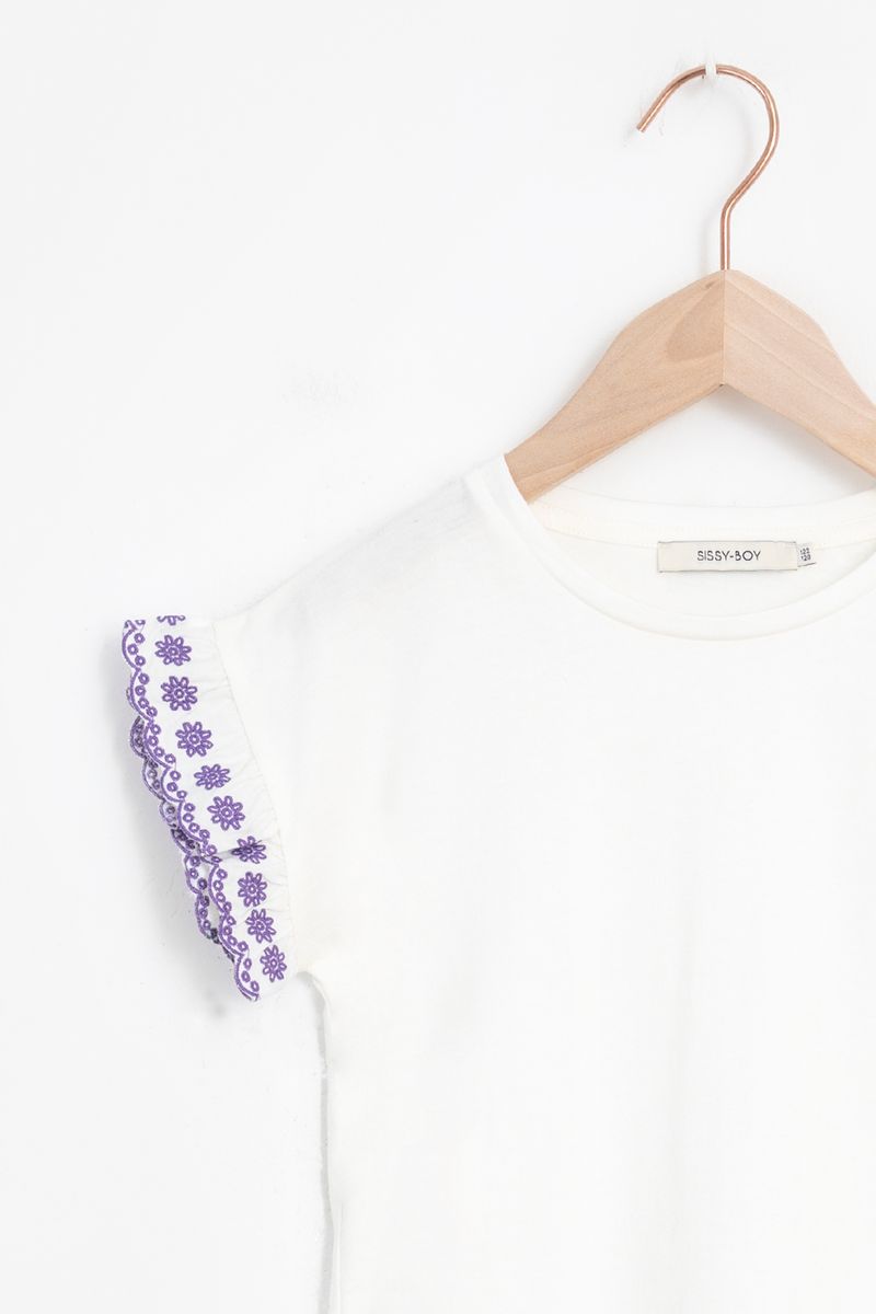 Sissy-Boy - Wit T-shirt met bloemenprint en ruffels