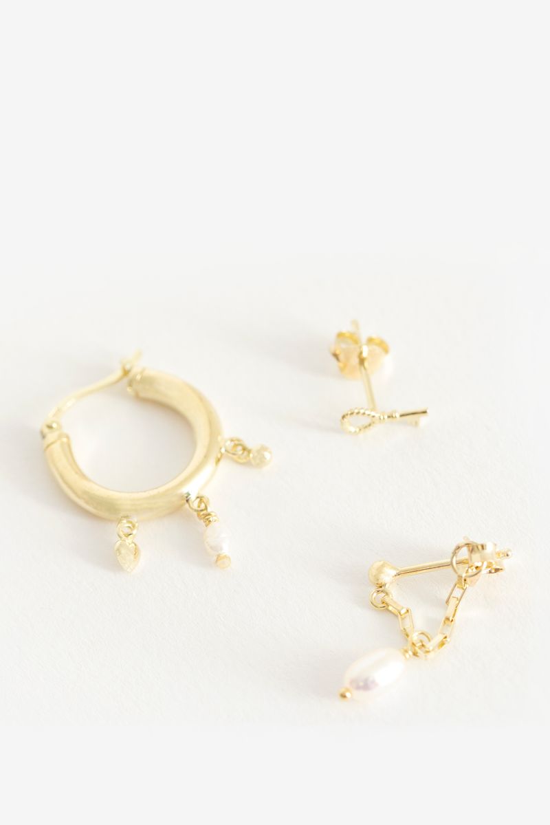 Anna + Nina gold plated Surreal Poetry Silver oorbellen set