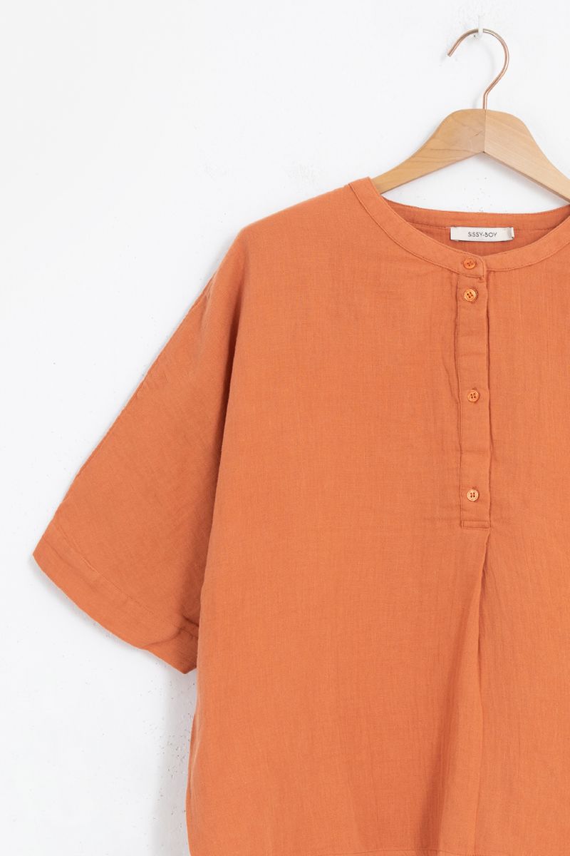 Oranje mousseline blouse