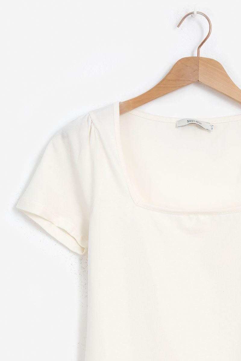 Sissy-Boy - Wit T-shirt met vierkante hals