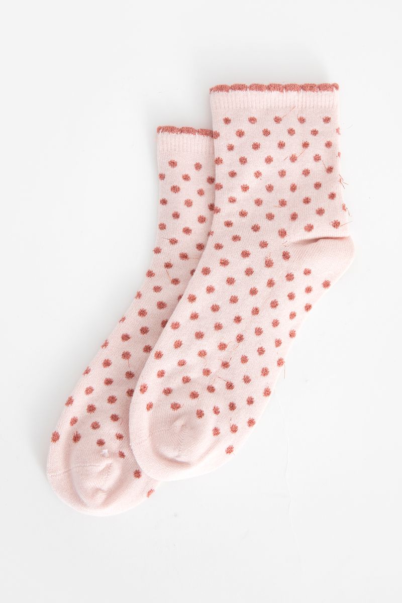 Lichtroze sokken met stippen en glitter