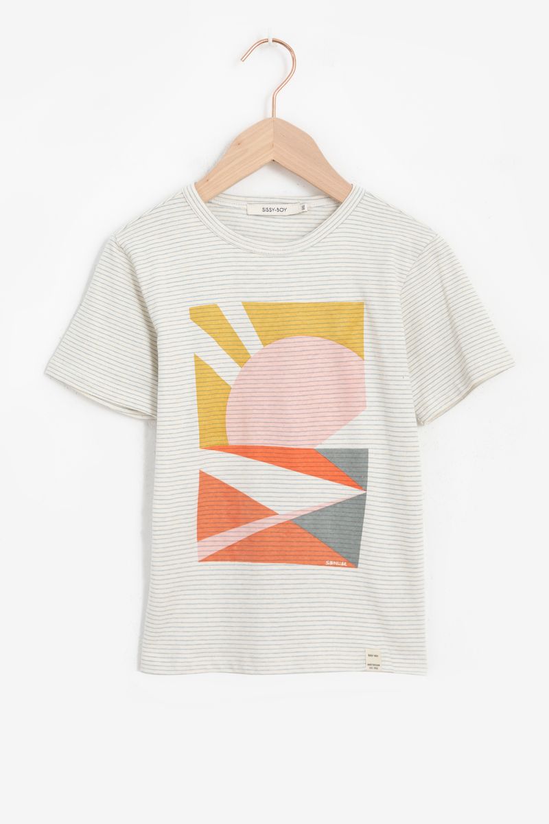 Sissy-Boy - Wit gestreept T-shirt met print