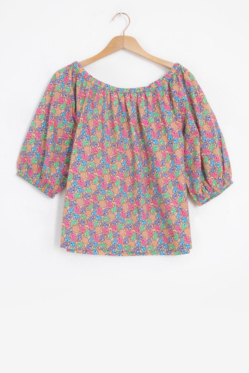 Multicolour Paisley Print Off Shoulder Top