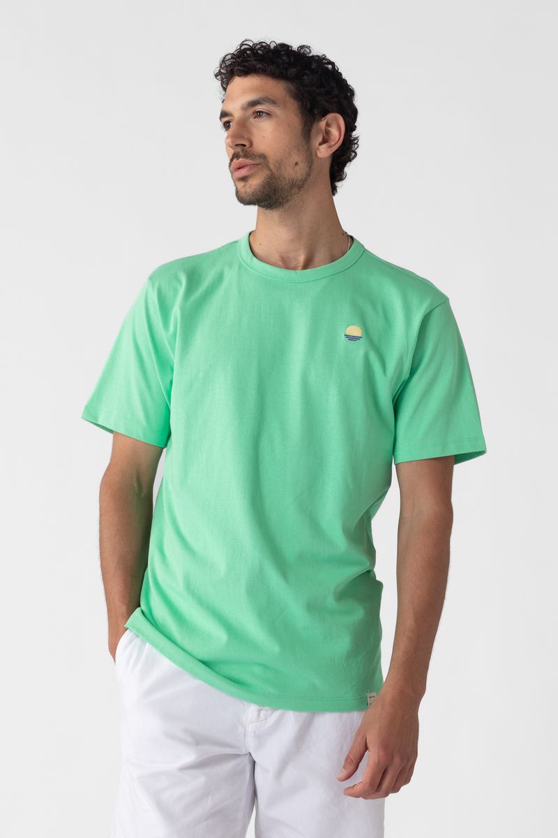 Groen katoenen T-shirt met borduursel