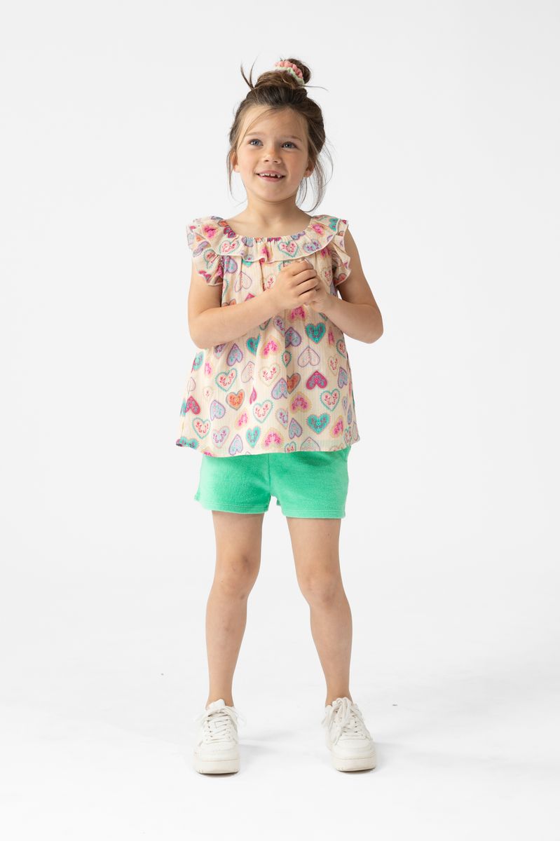 Sissy-Boy Lichtoranje Top Met Ruffles En Hartjes