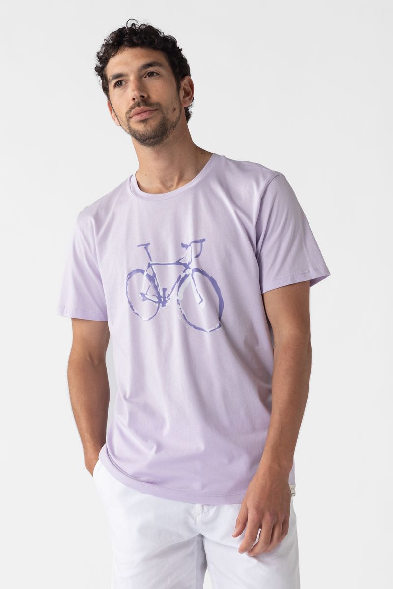 Lichtpaars katoenen T-shirt met fiets