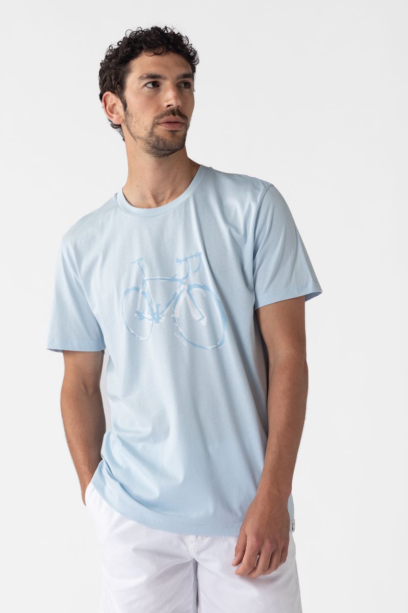 Lichtblauw katoenen T-shirt met fiets