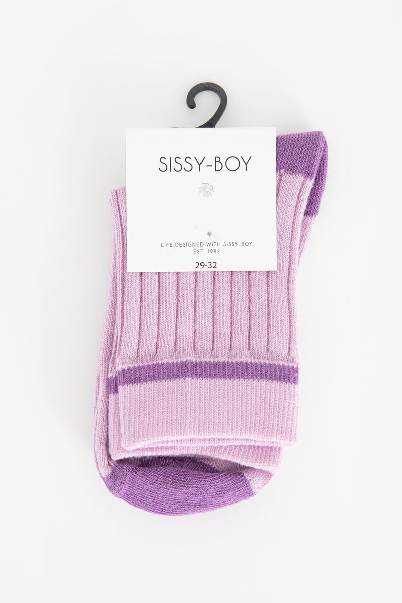Roze sokken met paars detail