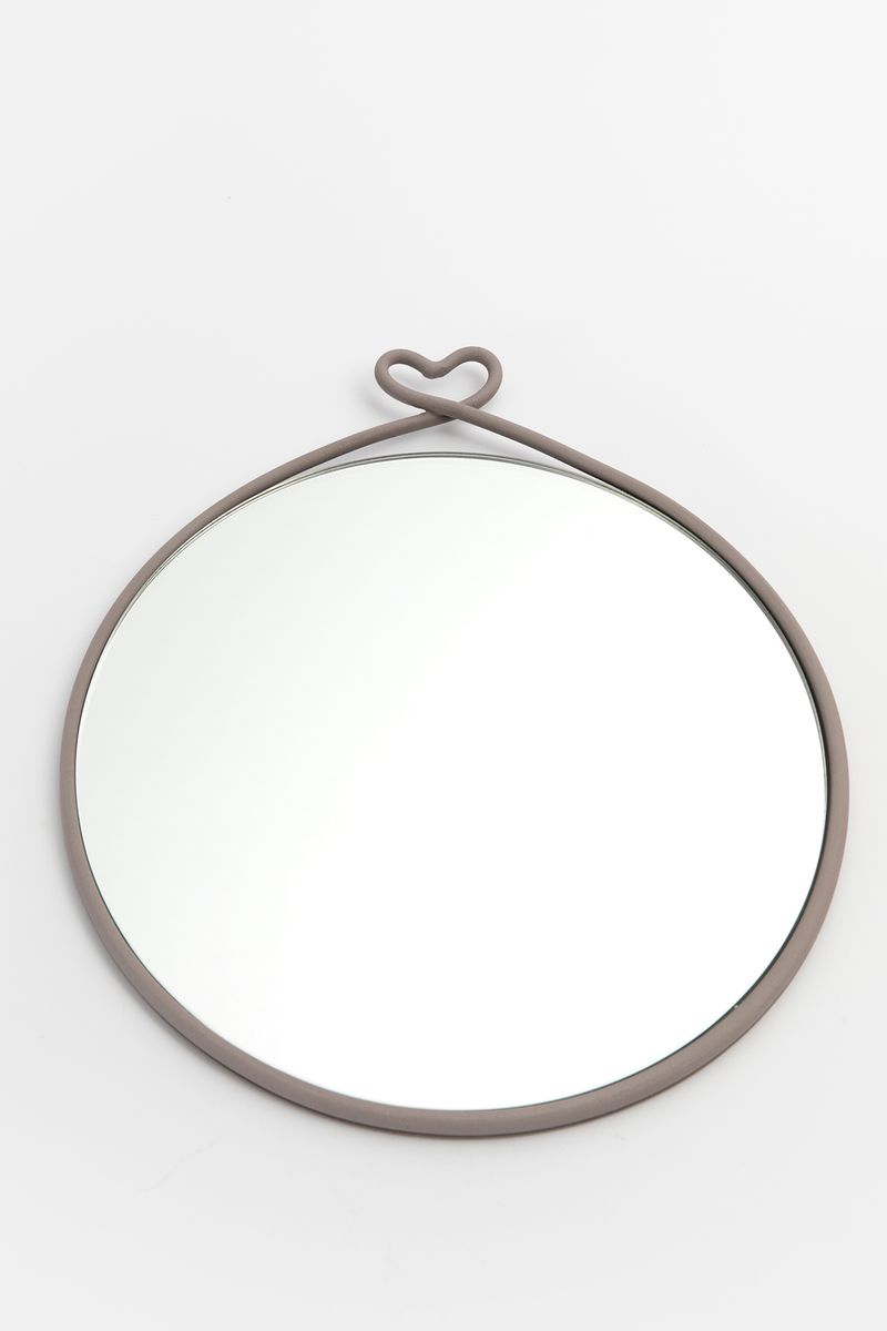 Vergrijsd paarse ronde spiegel met hart