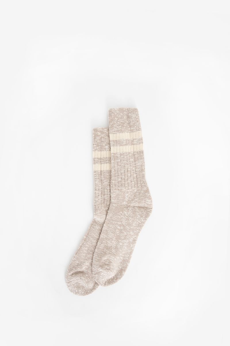 Beige warme sokken met witte strepen