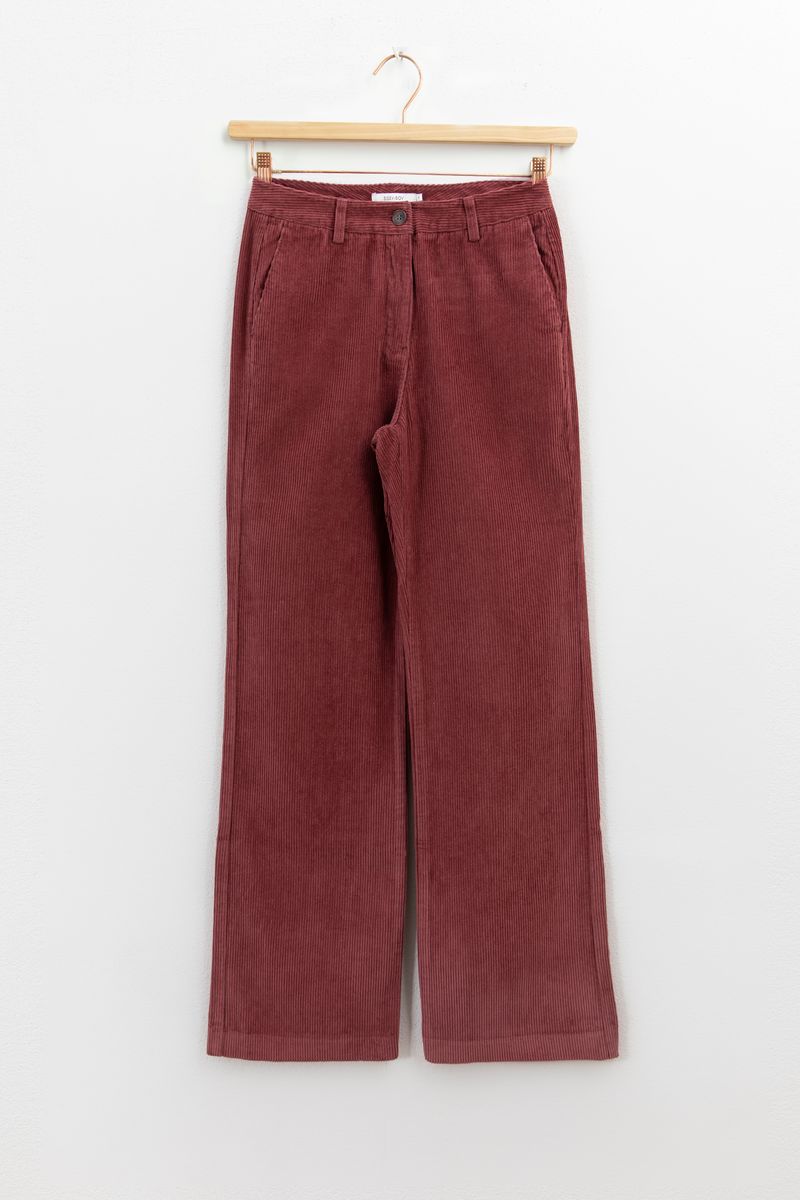 Donkerroze Wide Leg Corduroy Broek